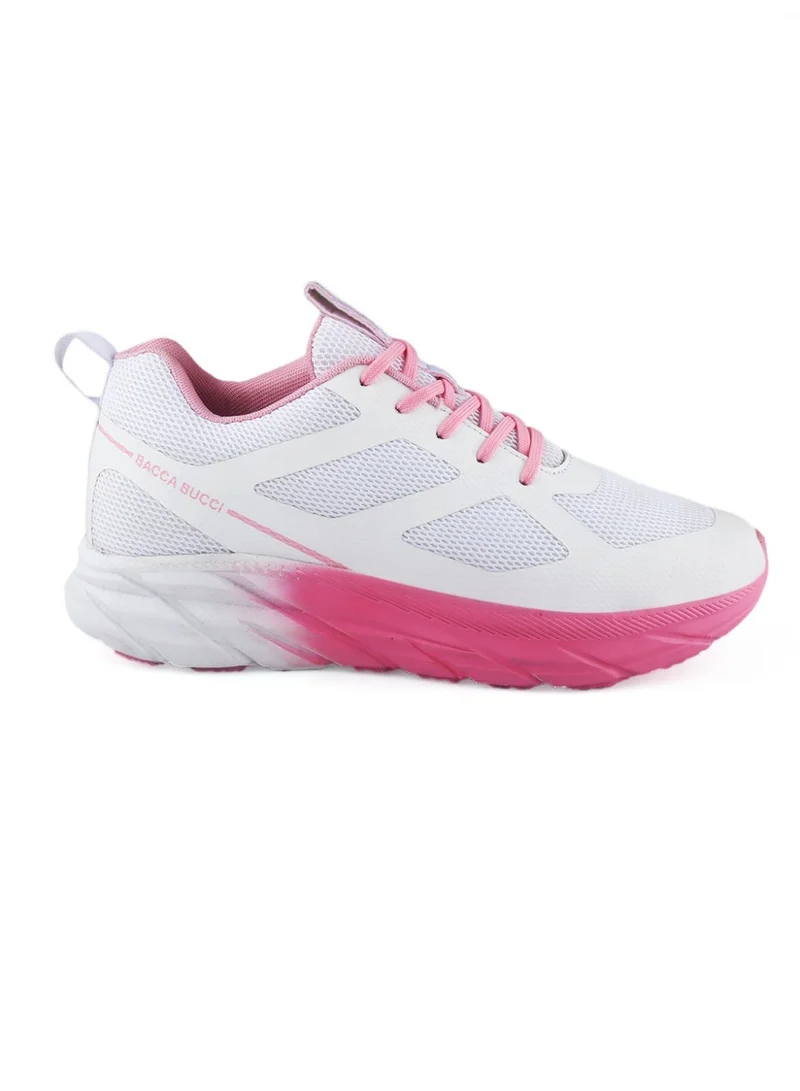 باكا بوتشي حذاء جري نسائي سبورت ميستيك دانتيل شبكي وردي